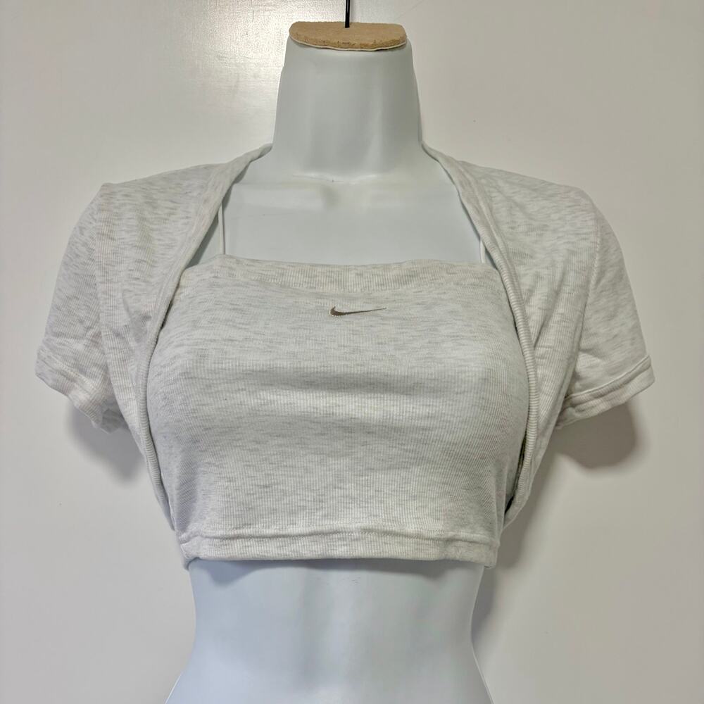 Nike Sportswear Ribbed Cropped Tank Top & Shrug 2-Piece Set White S